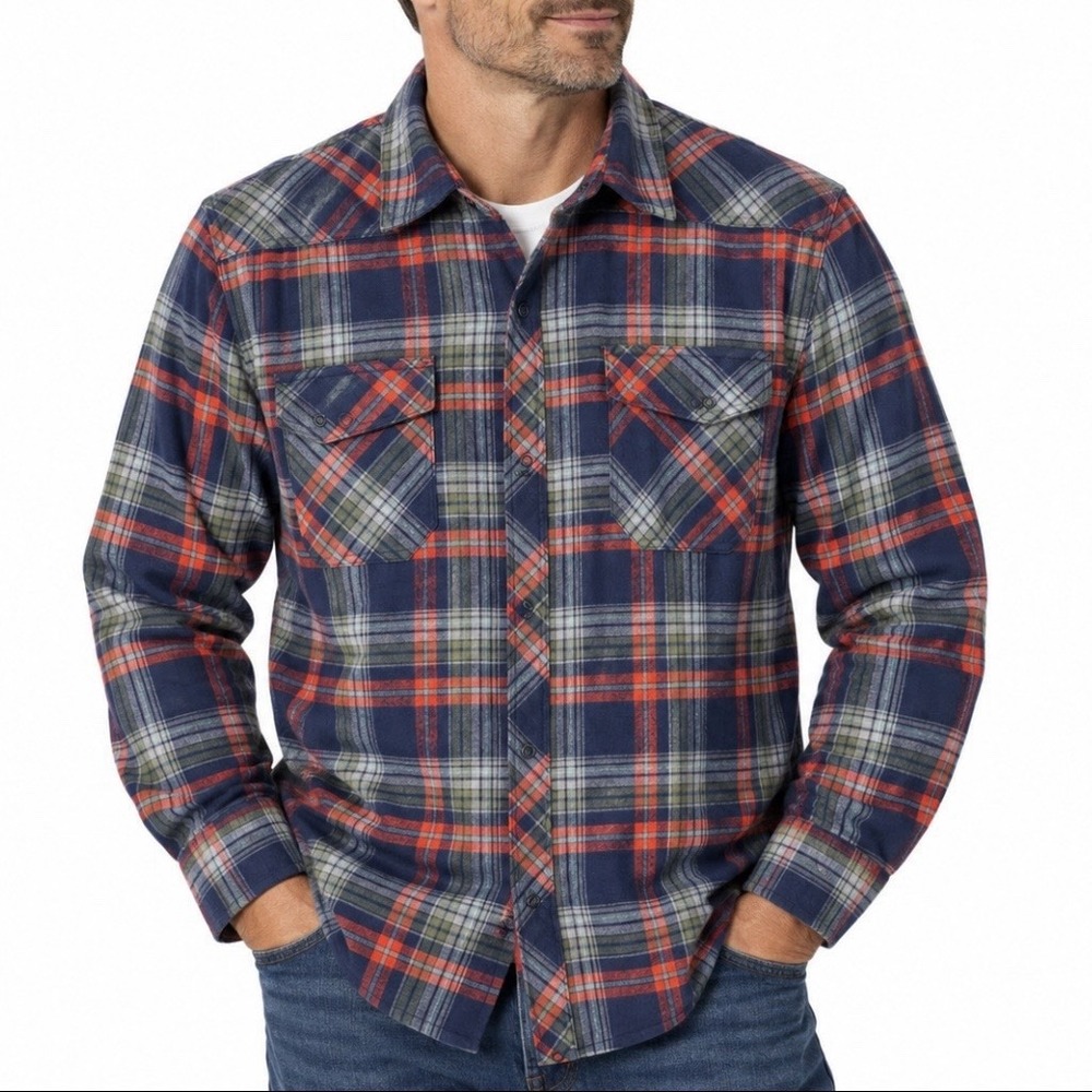 LL Bean Plaid Overland Performance Flannel Snap Shirt Pockets Outdoors XXL TALL